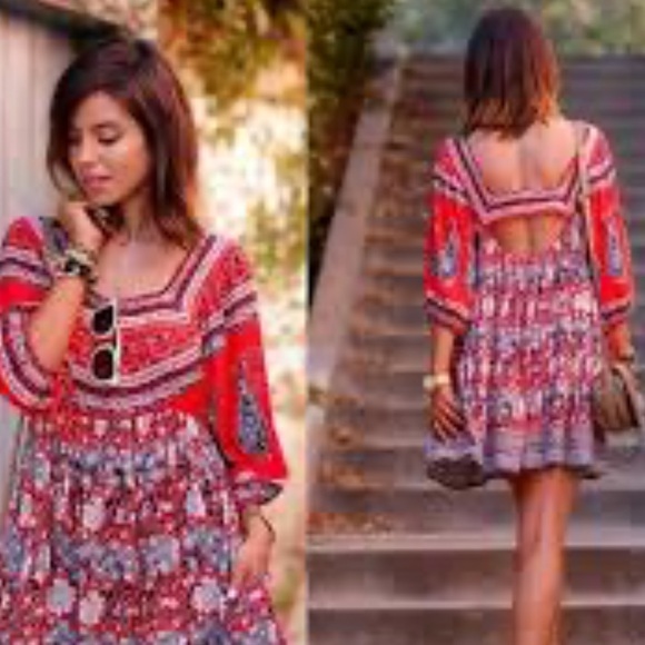 Free People Midsummers Dream Babydoll Dress in the Poppy Combo color - Picture 7 of 7